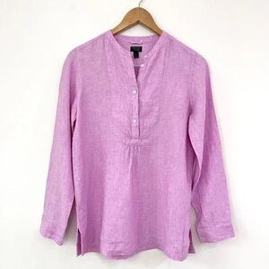 Baird Mcnutt For J.Crew Women's 100% Irish Linen Popover Breathable Tunic Top 8